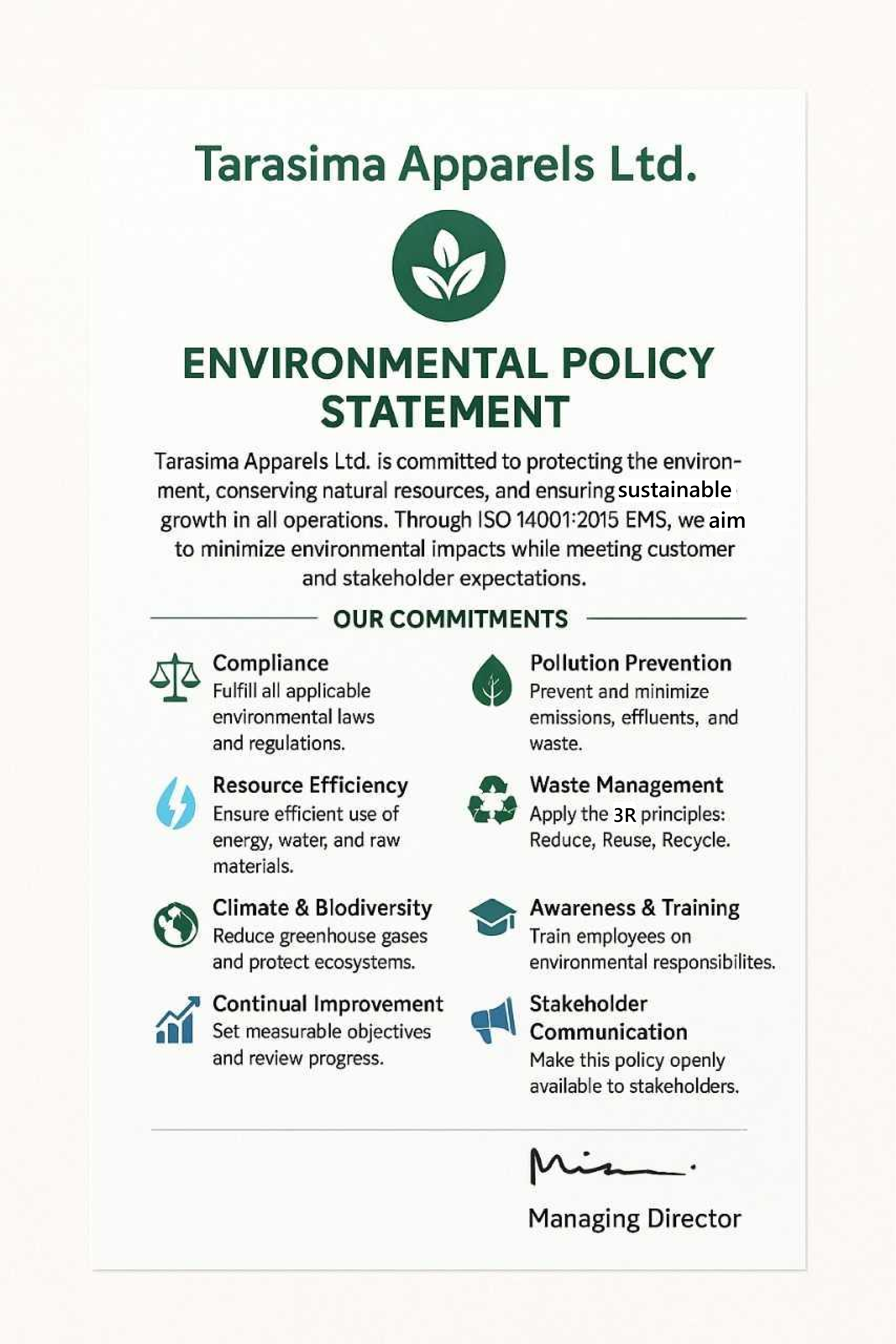 Tarasima Environmental Policy
